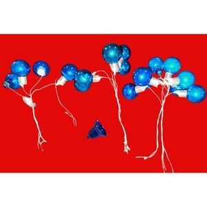 19 Vintage Blue Glass Christmas Tree Ornaments Tiny Bulb Wreath Twist